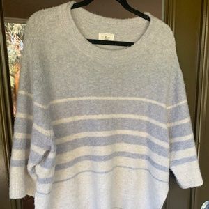 Lou & Grey - Cream and Blue Dolman Sweater